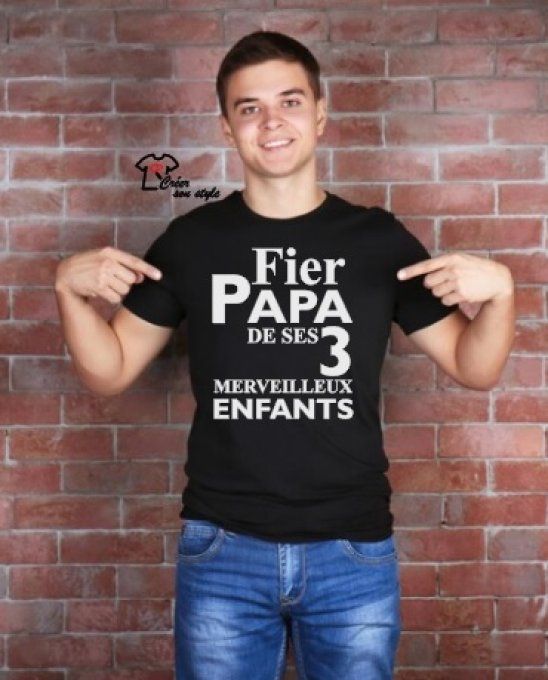 tee shirt homme "Fier papa de ses merveilleux enfants"