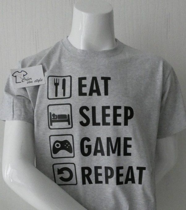 tee shirt homme"Eat, Sleep, Game, Repeat"