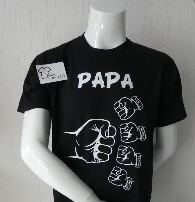 tee shirt "papa + poing (1, 2, 3 ou + enfants)