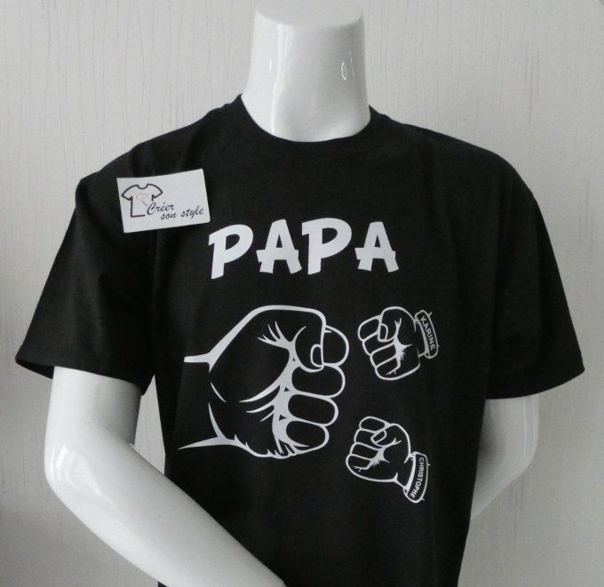 tee shirt "papa + poing (1, 2, 3 ou + enfants)