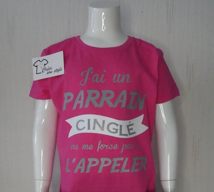 tee shirt "J'ai un parrain cinglé ne me force pas à l'appeler "