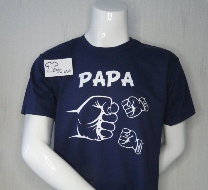 tee shirt "papa + poing (1, 2, 3 ou + enfants)