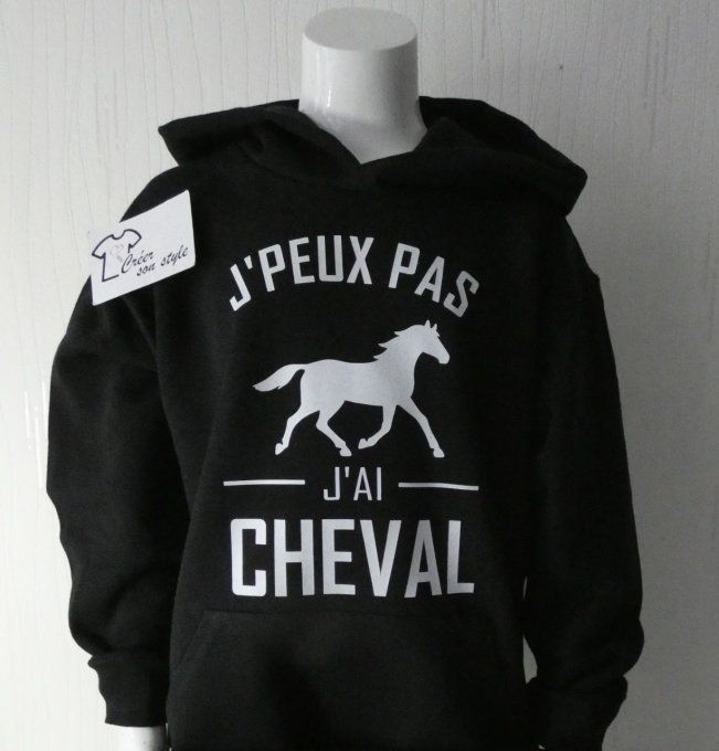 Sweat-shirt enfant "j'peux pas j'ai cheval"