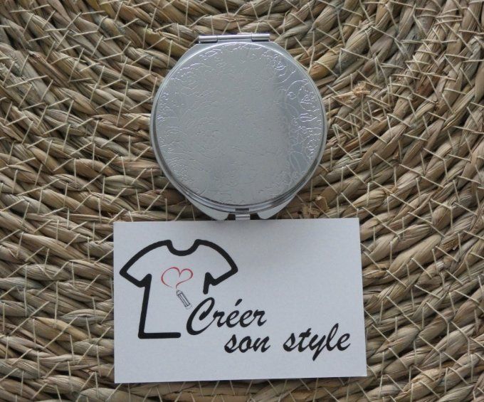 Miroir de poche "merci maîtresse" (fleur)