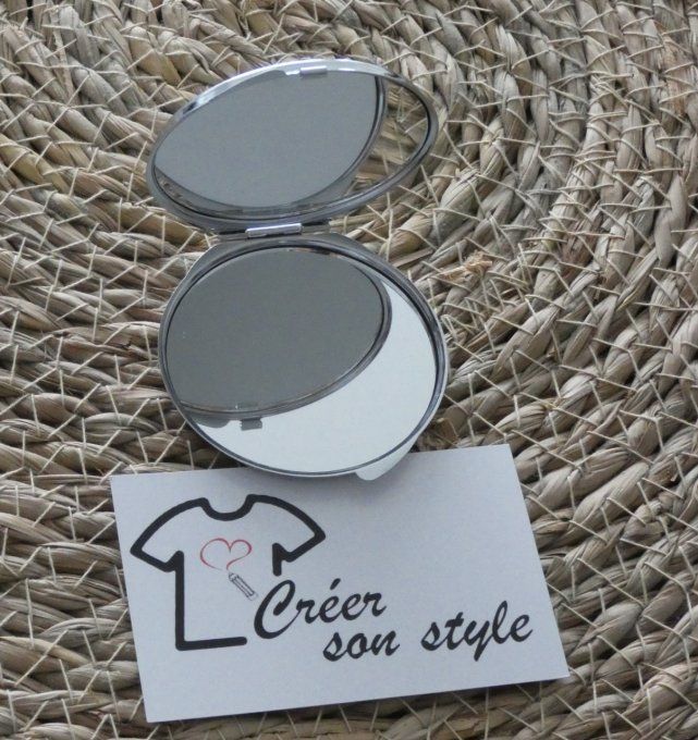 Miroir de poche "merci maîtresse" (fleur)