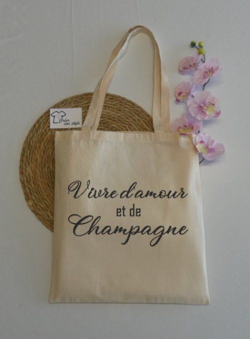 sac "vivre d'amour et de champagne"